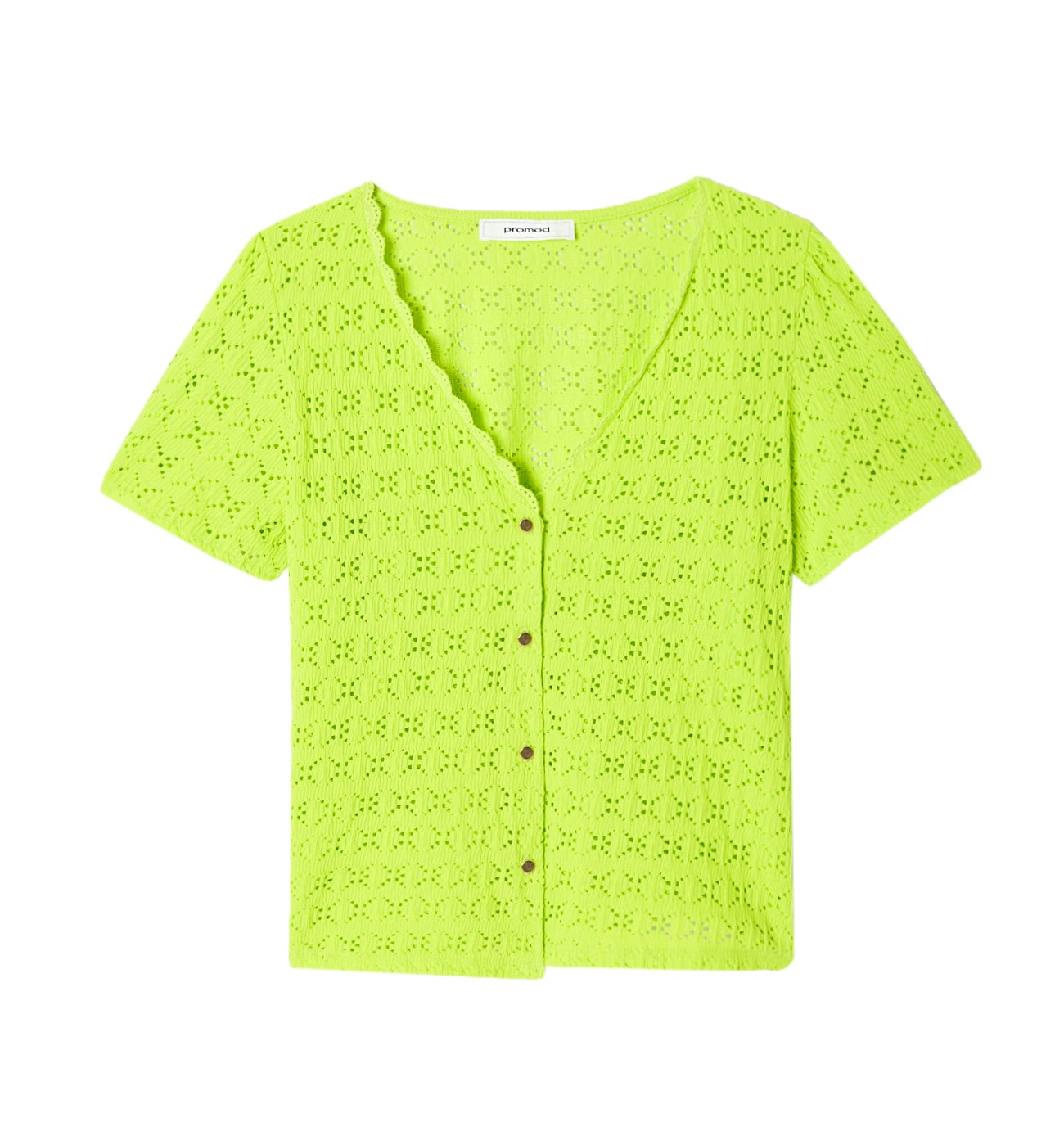 Top ajouré uni Femme - Vert fluo