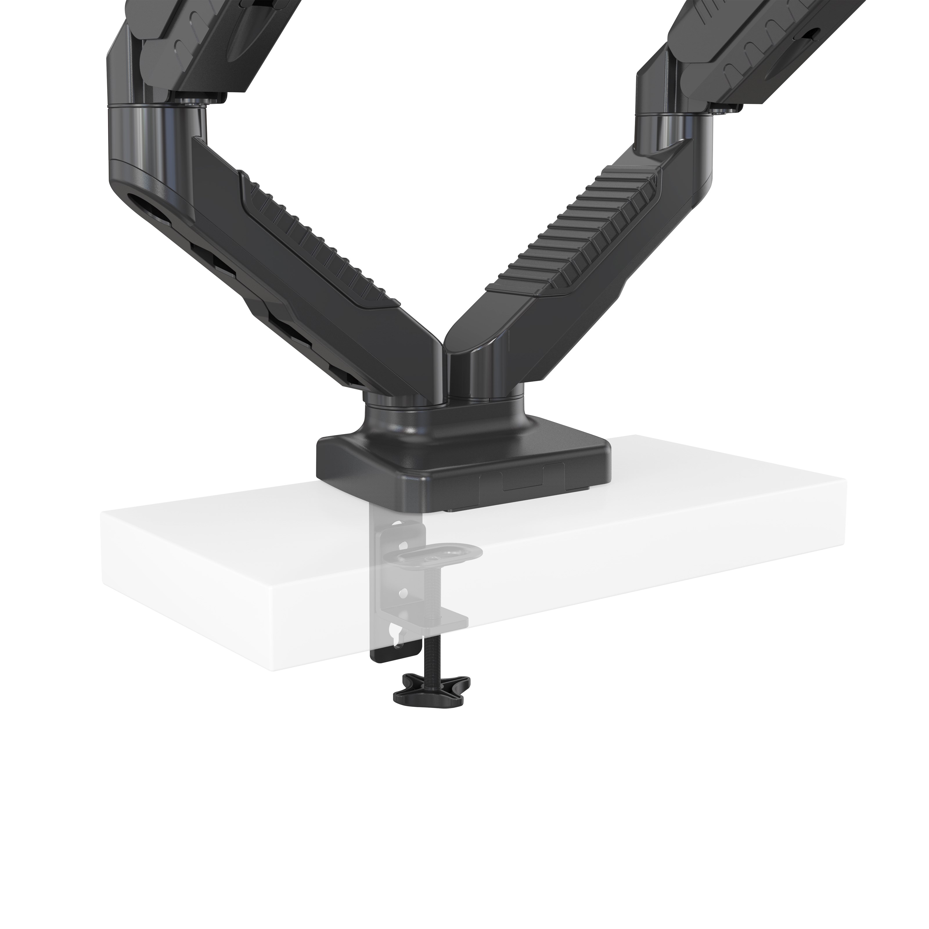 Plexgear 3-leddet fjæret bordfeste for skjerm 13-27” 2 armer