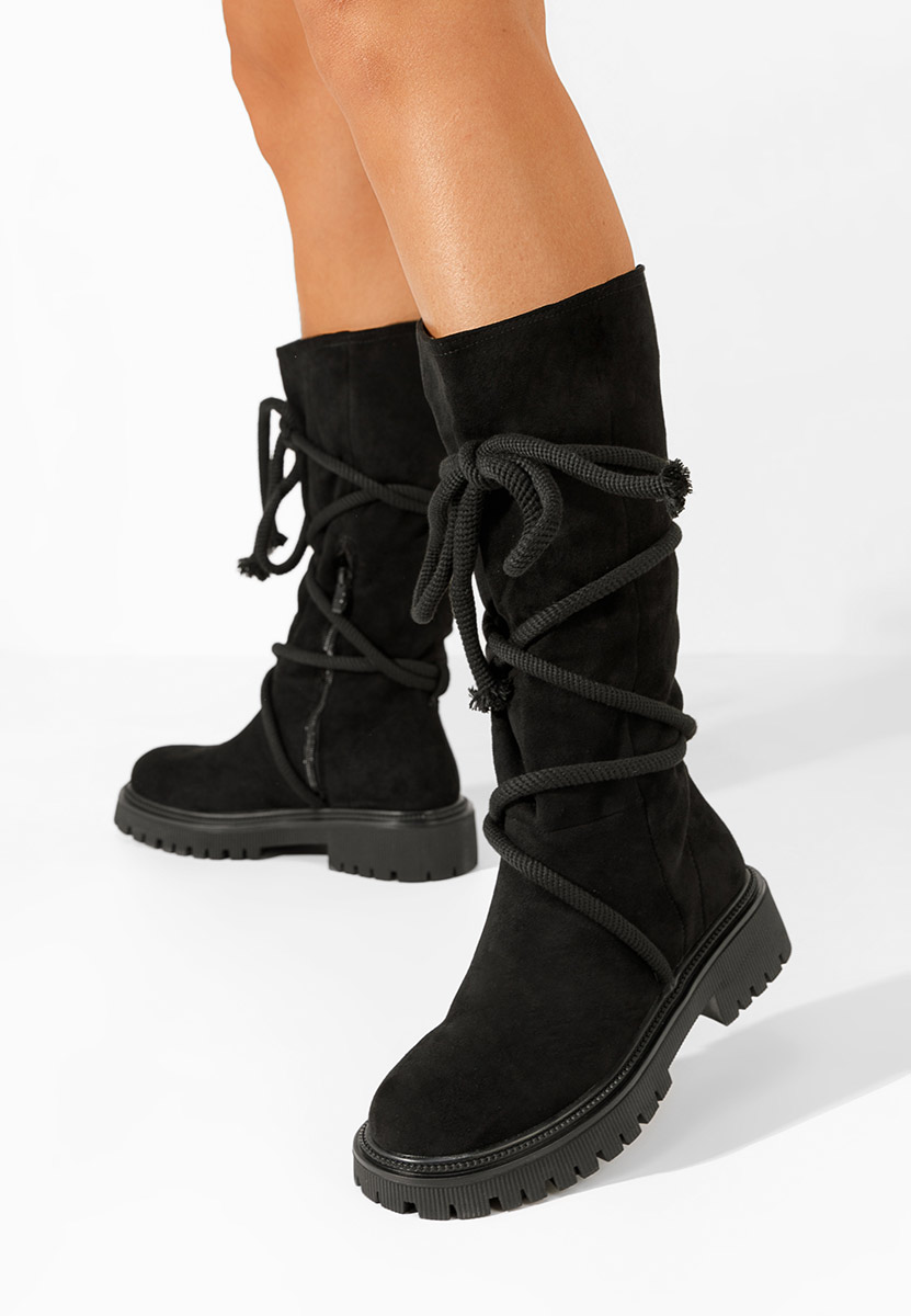 Bottes plates femme noires Iekna