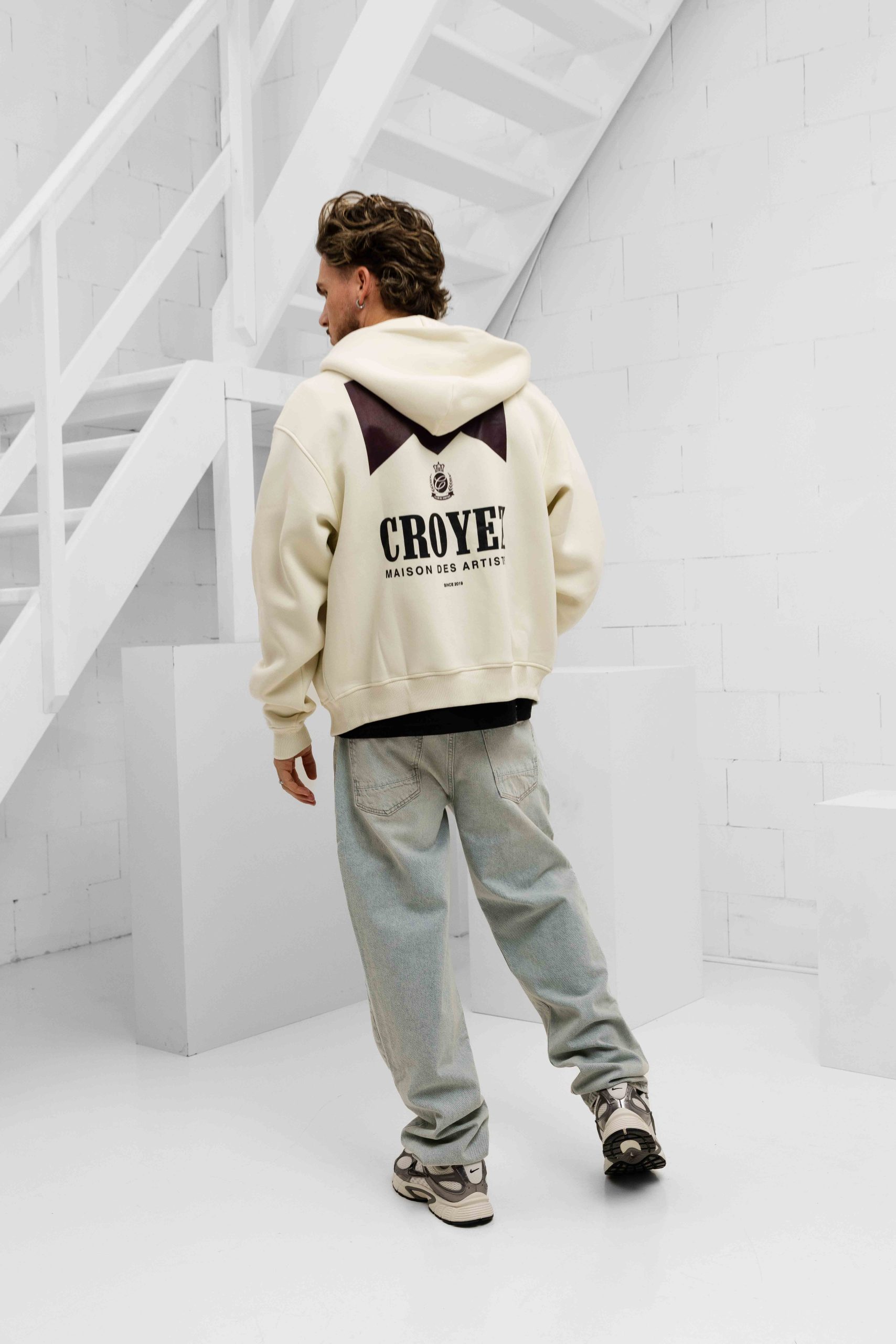 Croyez Maison Fumes Zip Hoodie Heren Gebroken Wit