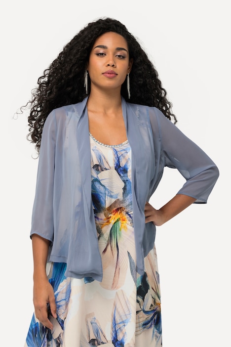 Chiffonjacke, Oversized, Schalkragen, 3/4-Arm