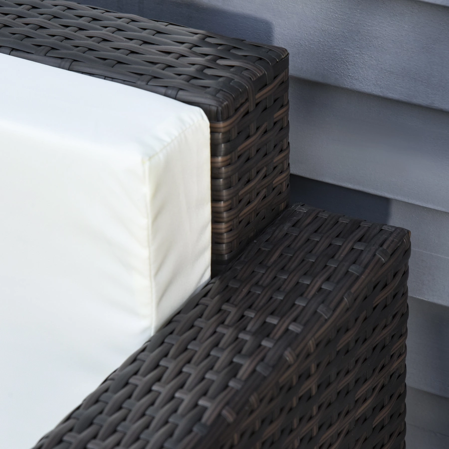 Outsunny 3 - Sitzer Rattansofa mit Kissen braunweiß