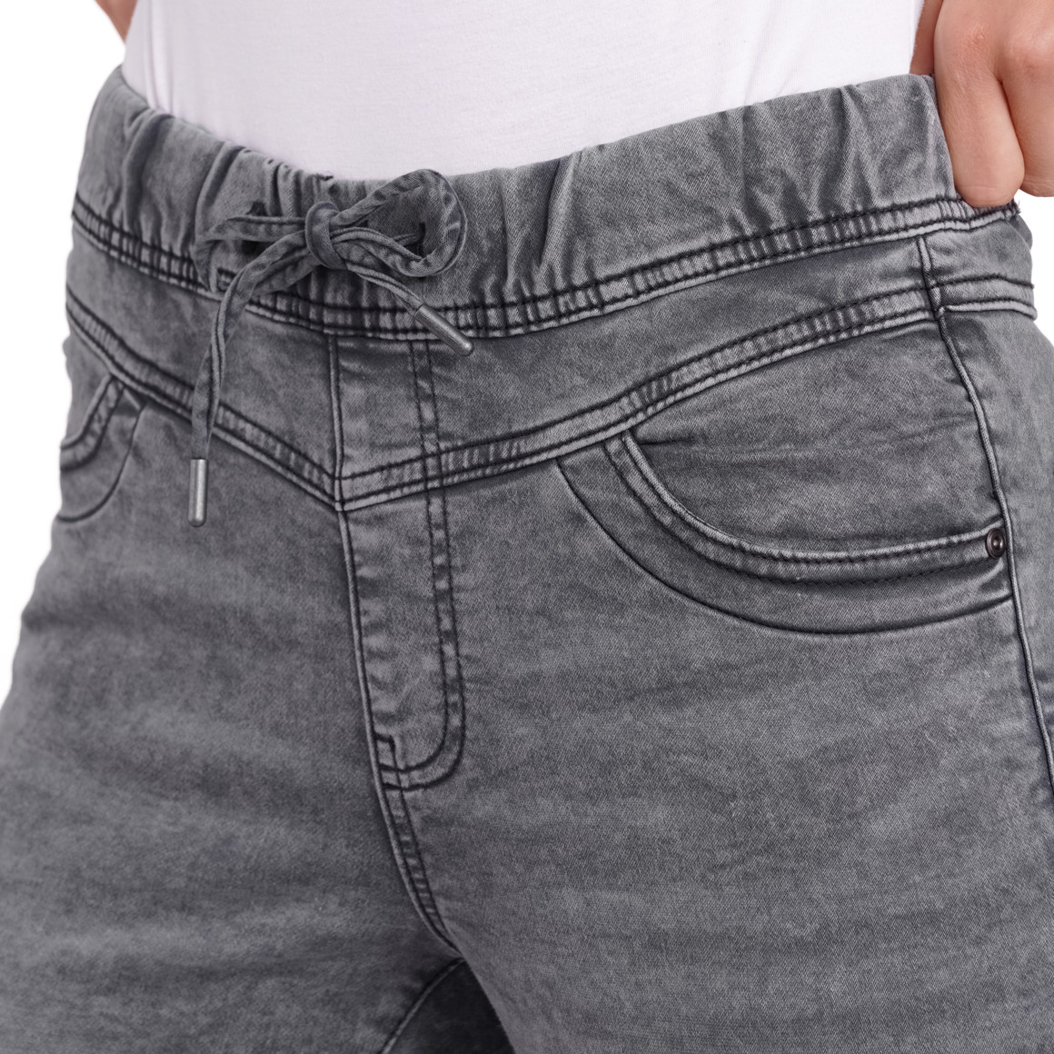 Damen Jeggings mit Used-Waschung grau