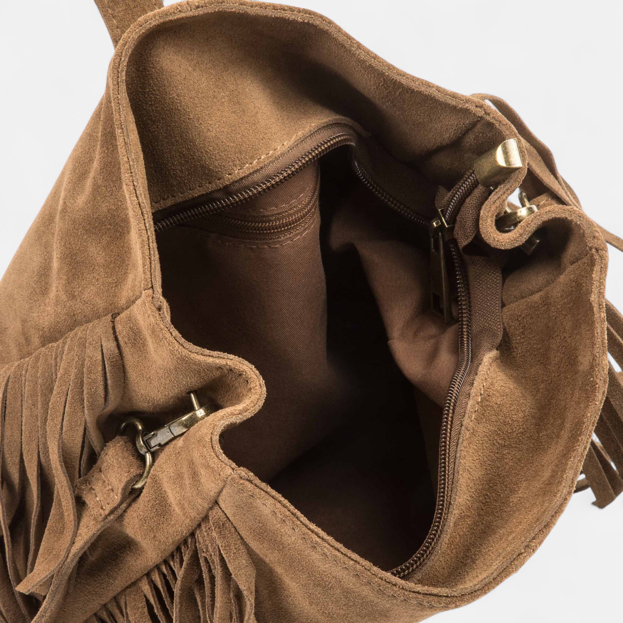 Sac bandoulière en cuir taupe