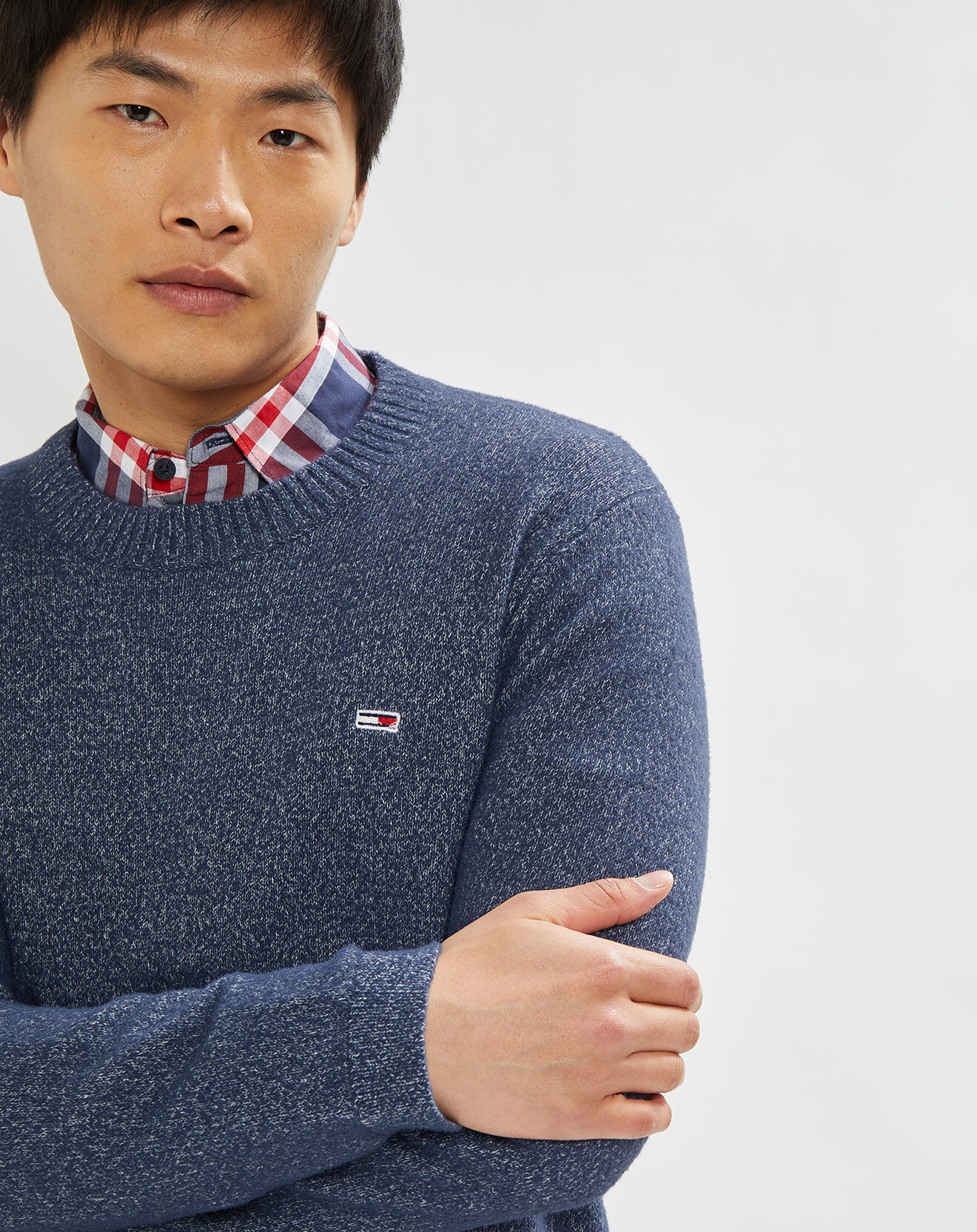 Tommy Jeans Pull Chenille bleu marine