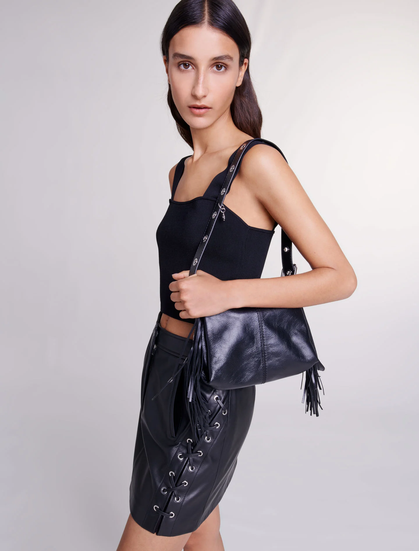 MISS M MINI - Sac épaule en cuir| Noir