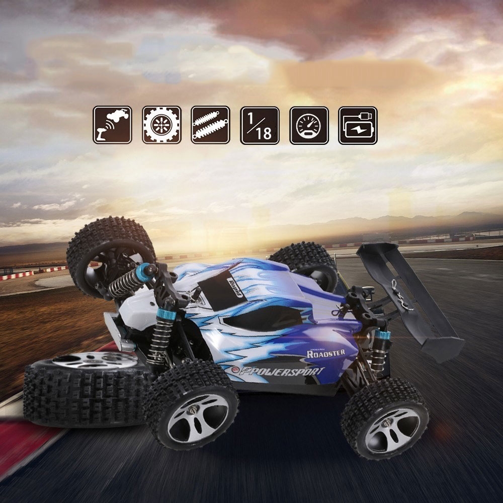 (25cm) Ferngesteuertes 2.4GHz RC High Speed Auto Monstertruck Off-Road Power Buggy (1:18 Skala) - Blau