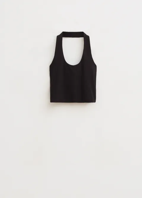 Halter top rond zwart (ZWART)