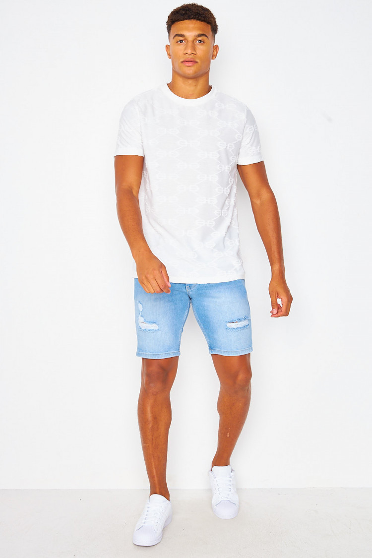 Short en jean déchiré bleu Brentiny