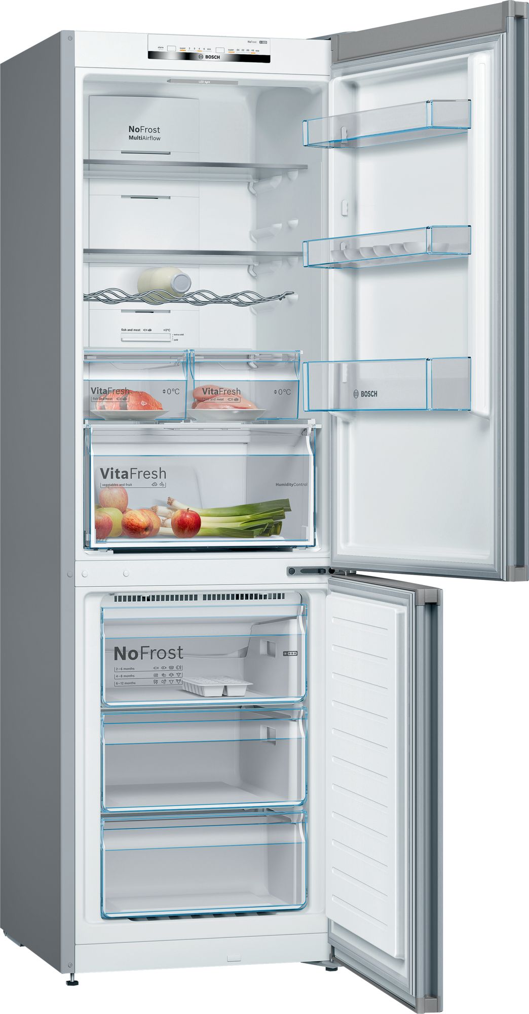 Refrigerador Combinado Independente Série 4, 186 x 60 cm, Aço fosco resistente a impressões digitais, KGN36VLEA
