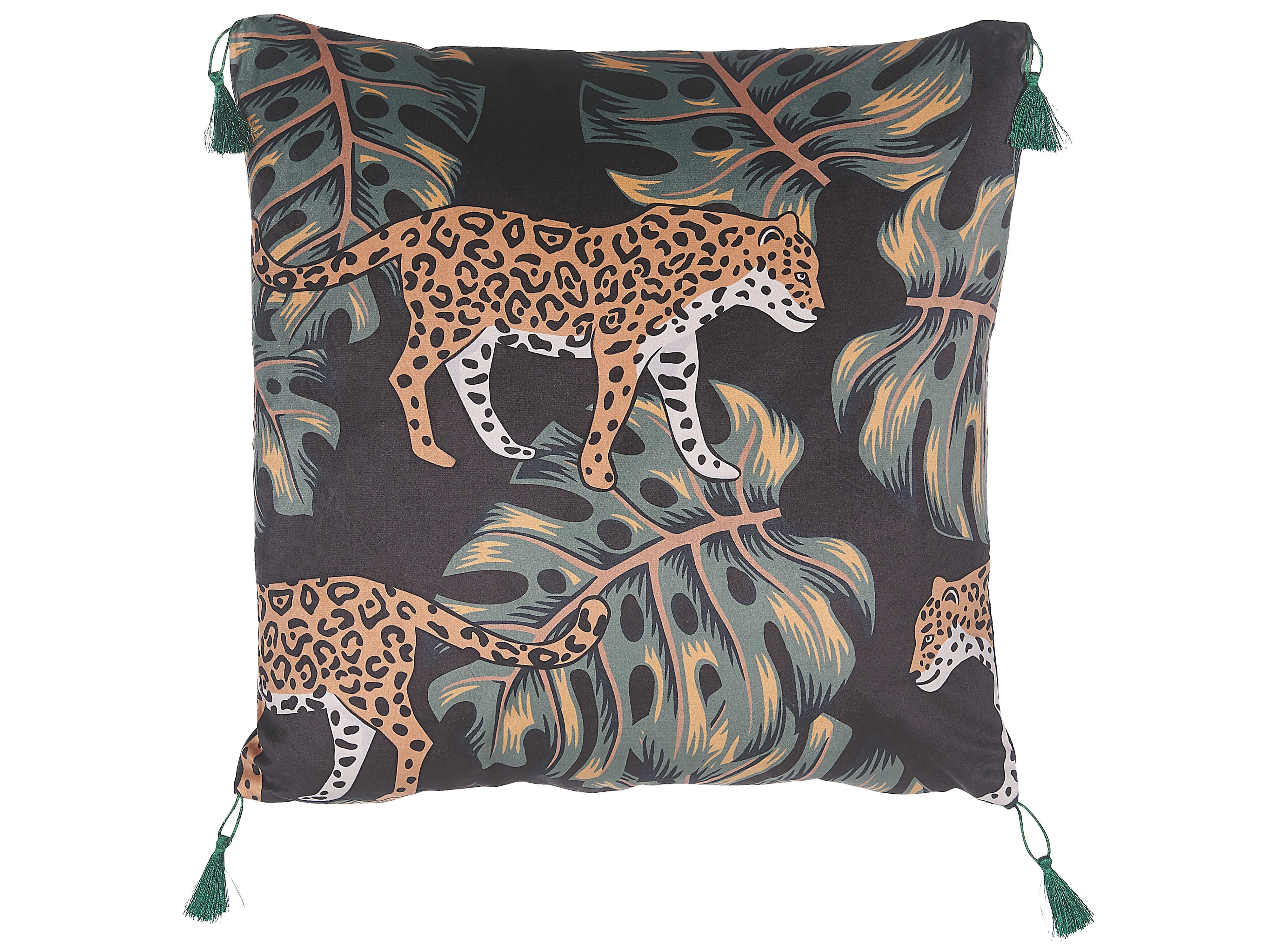 Set van 2 sierkussens KUHI Fluweel 45 x 45 cm Zwart dierenprint