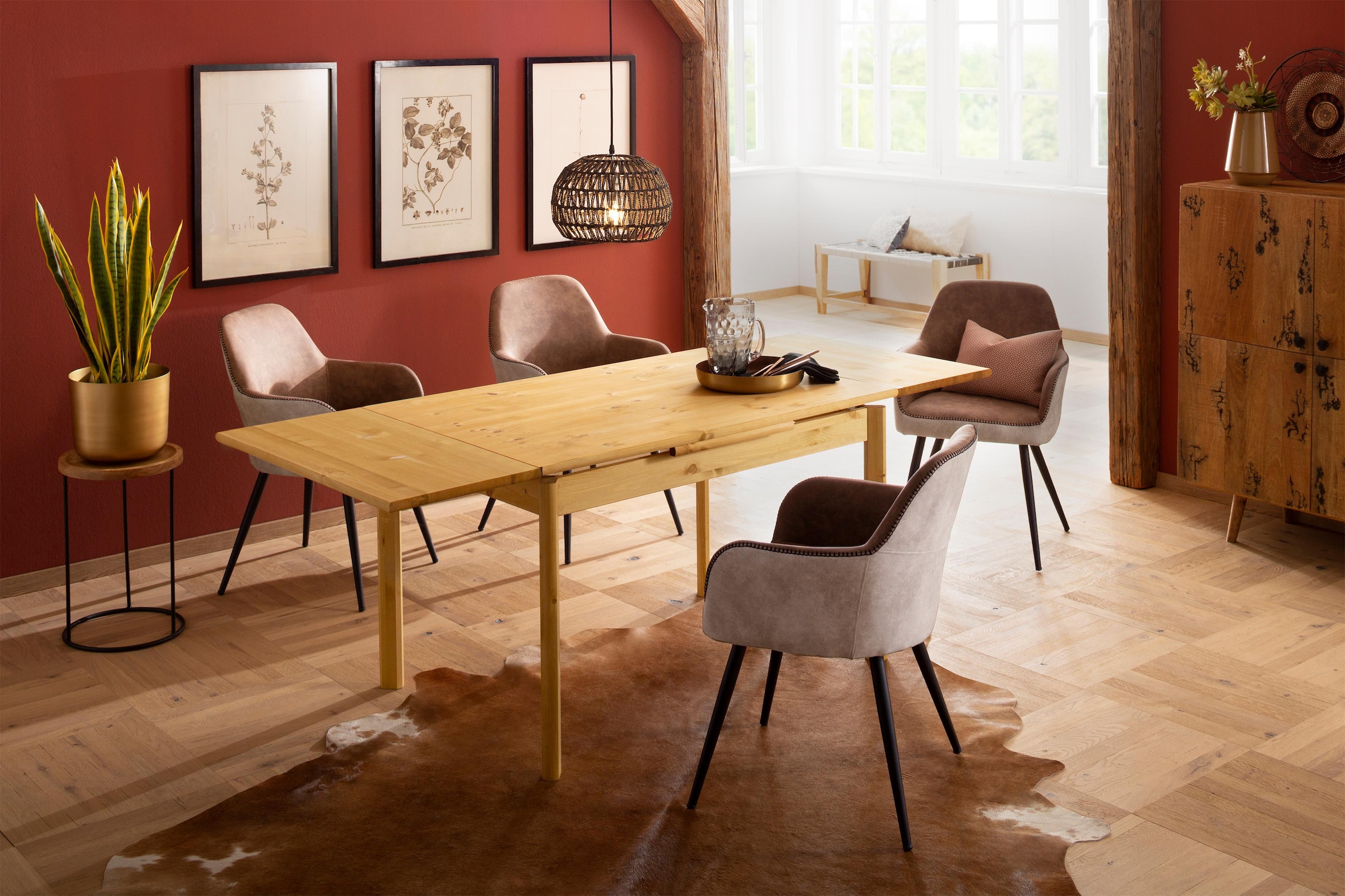 Home affaire Esstisch »Tirza« aus massiver Kiefer, FSC® zertifiziert, mit Auszugsfunktion