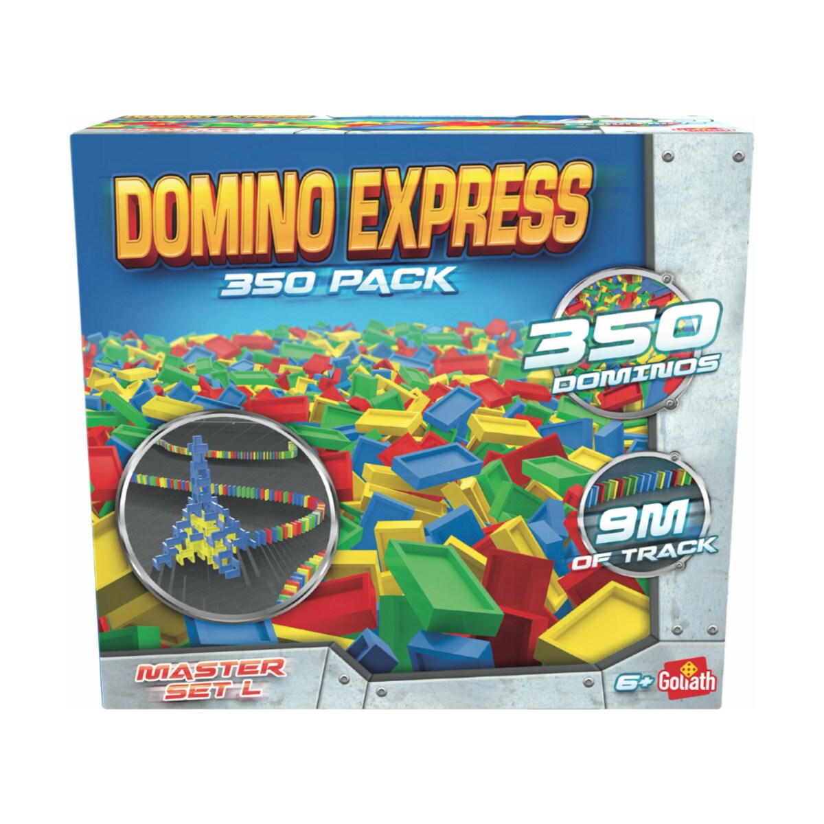 Goliath - Domino Express - Master Set L (350 Teile) Dominosteine, bis 9 Meter lange Strecken, ab 6 Jahren