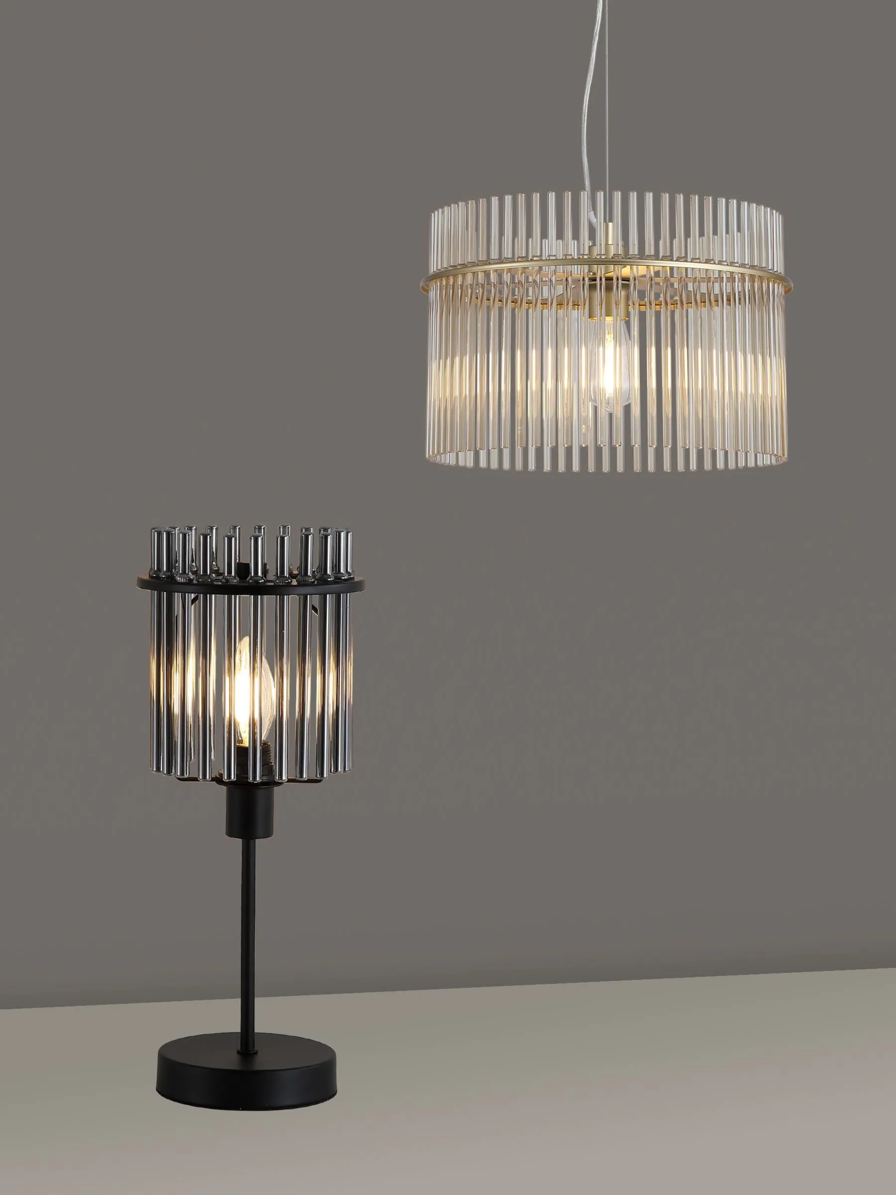 Searchlight 1 Light Glass Rod Table Lamp