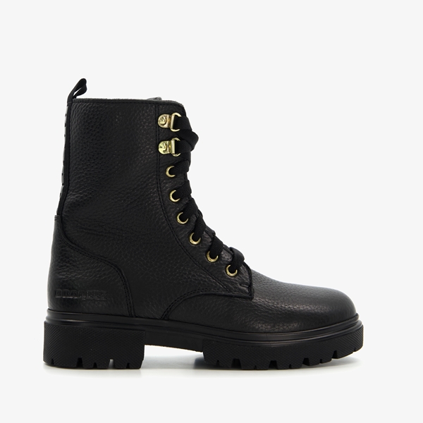 Braqeez leren meisjes veterboots zwart