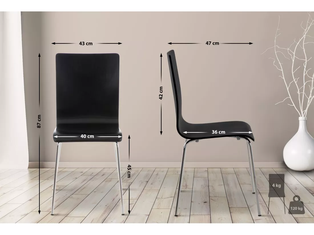 Lot de 4 Chaise de conférence - Bois & Antique - Noir - PEPE