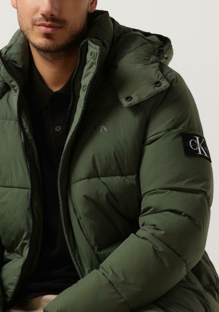 CALVIN KLEIN donkergroene calvin klein gewatteerde jas essentials non down logo jacket