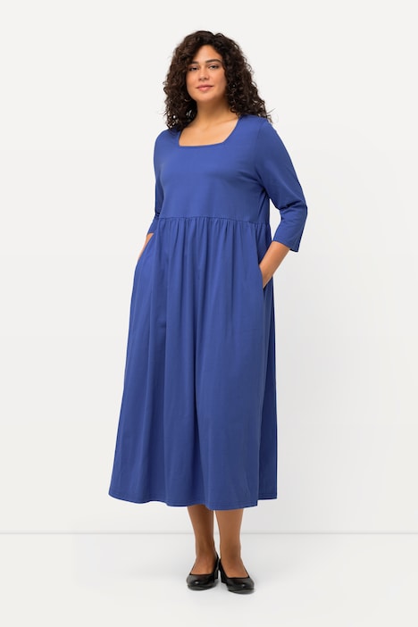 Jerseykleid, A-Linie, Carree-Ausschnitt, 3/4-Arm