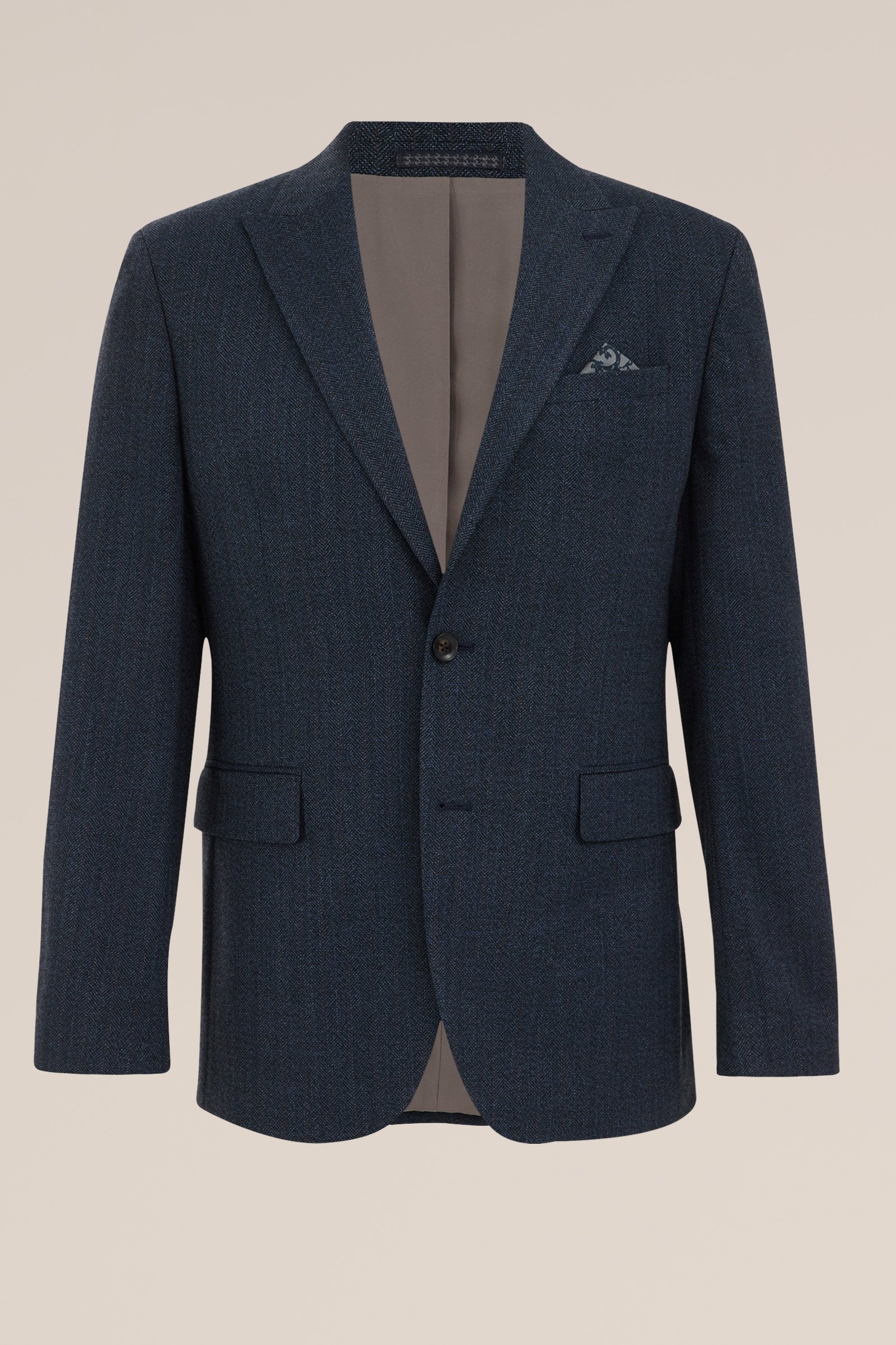 slim fit blazer met jacqaurd-dessin WE Fashion Donkerblauw
