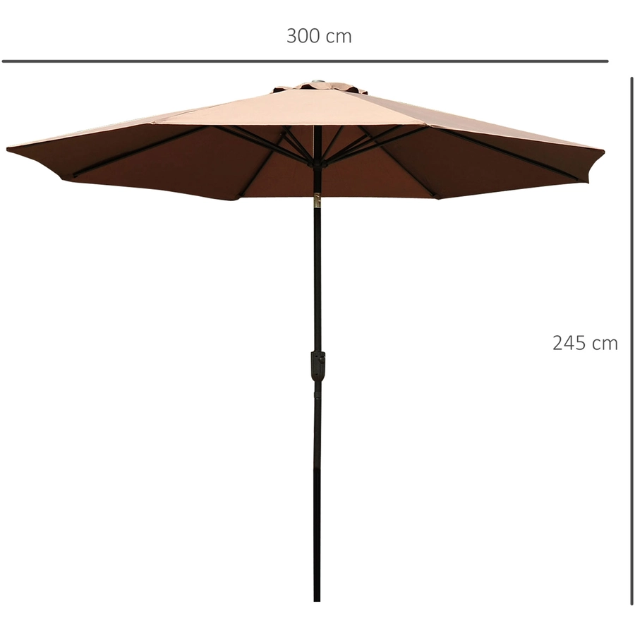 Outsunny Knickschirm mit Handkurbel braun, schwarz