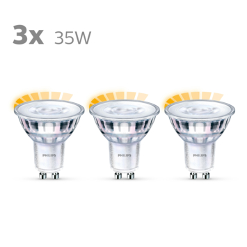 Philips LED spot GU10 35W 3 stuks warmglow dimbaar