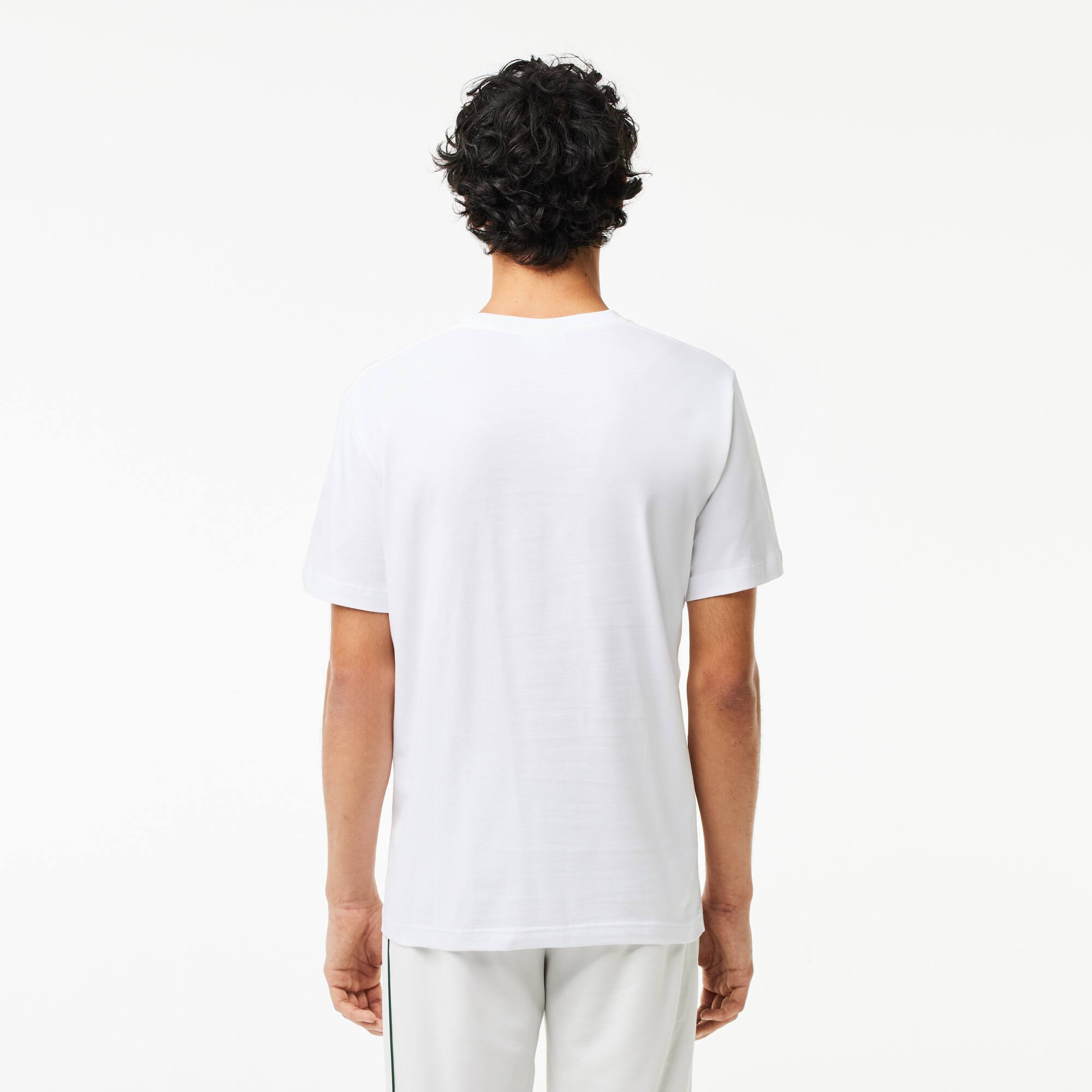 T-Shirt aus Baumwoll-Jersey mit Signatur-Aufdruck T-Shirts - Weiss - Lacoste - Herren