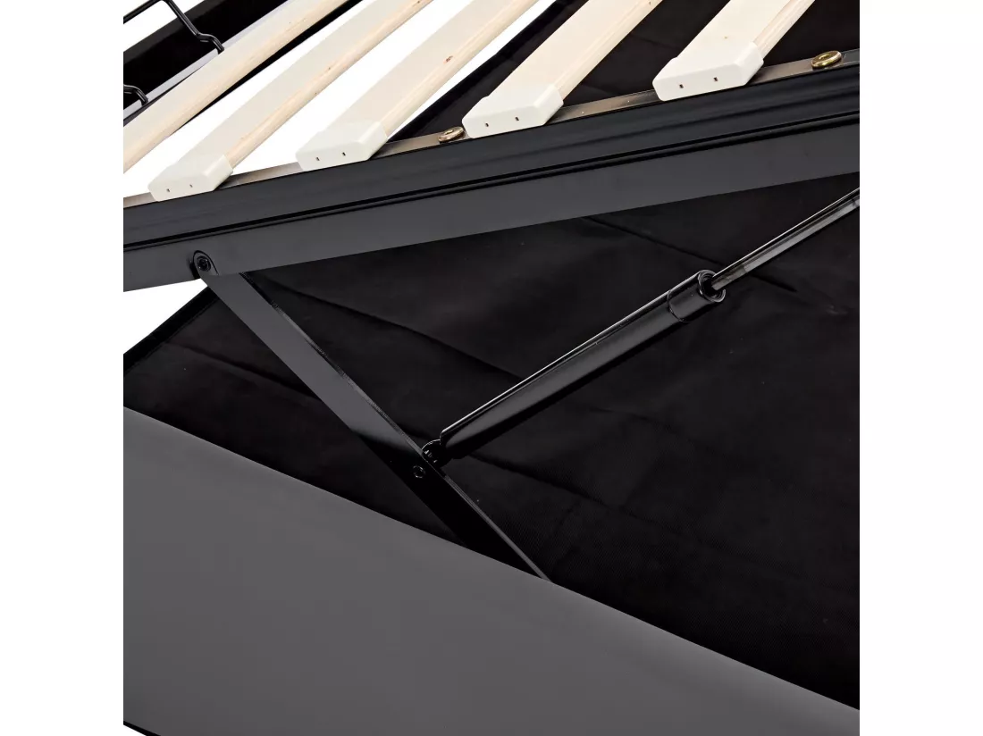 Lit coffre rembourré 160x200cm, avec LED et Port de charge USB/Type-C, charge sans fil, sommier à lattes, Gris