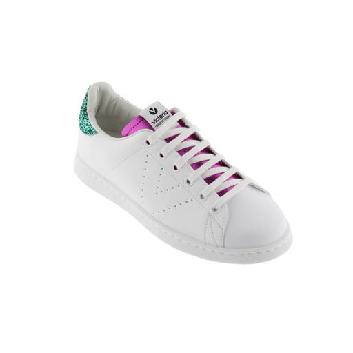 Zapatillas De Efecto Piel Victoria Tenis Con Trasera De Glitter Y Lengüeta Metalizada