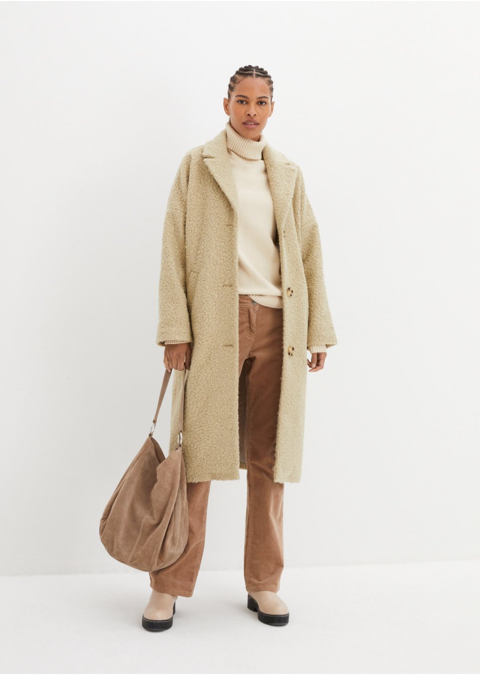 Manteau oversize en maille bouclette
