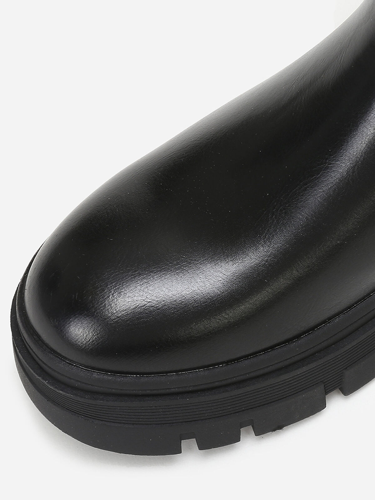 Bottines chelsea crantées en simili- Noir
