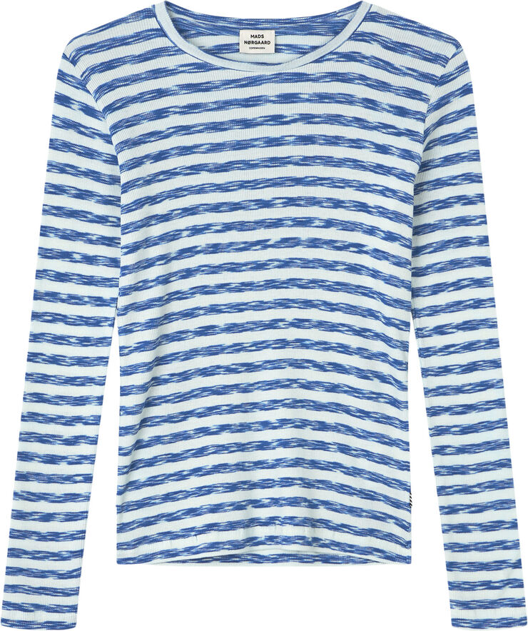 Mads Nørgaard - Copenhagen 2x2 Cotton Stripe Talino Tee L/S 2x2 stripe multi blue