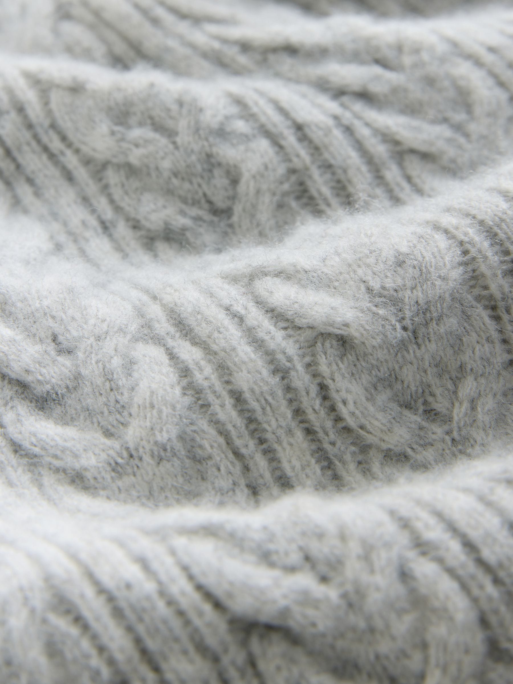 Grijs - Relaxed Fit Cosy Zip Through Collared Cardigan with Wool