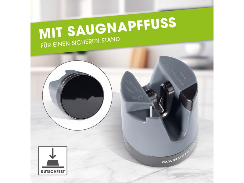 GOURMETmaxx Messerschärfer 6.4 cm, Anthrazit/Schwarz Der Schärfer für Messer