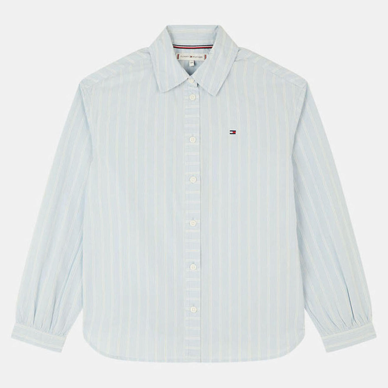 Tommy Hilfiger Chemise 100% Coton Bio rayée bleu clair