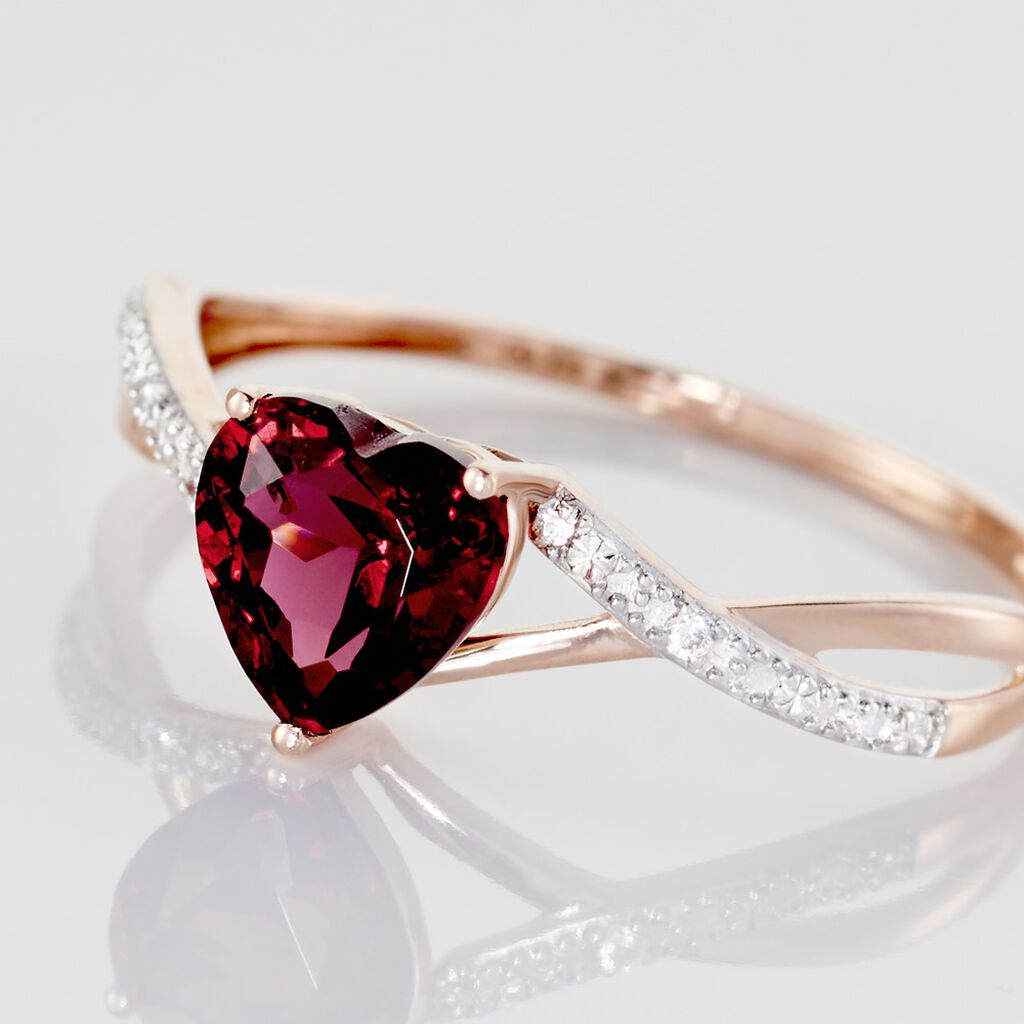 Bague Clothilde Or Rose Rhodolite Et Oxyde
