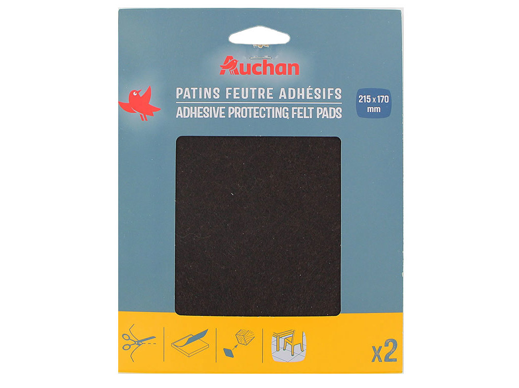 FELTRO PROTECTOR AUCHAN CASTANHO ADESIVO 2 PEÇAS 215X170MM
