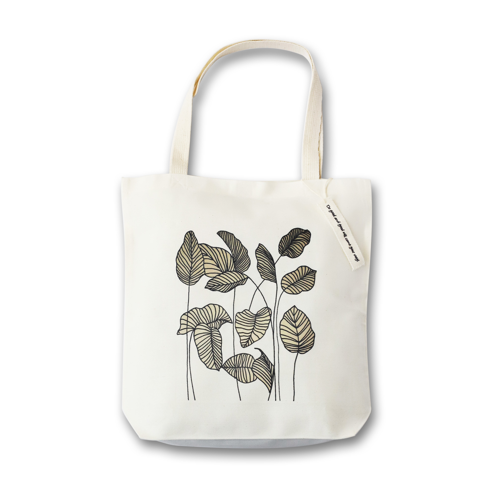 Stoffbeutel 'Line Leaves', weiß, B 40 cm, H 40 cm, T 9 cm günstig bestellen