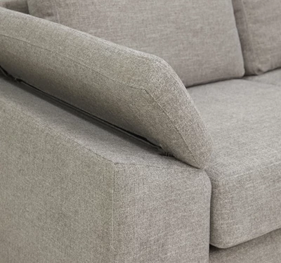 FLEX Hjørnesofa med 1 hjørnemodul, 2 endemoduler grå   ben træ