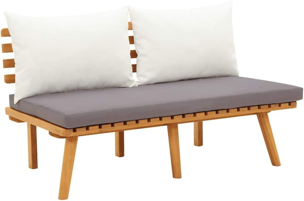 vidaXL Akazienholz Massiv Gartenbank mit Polstern Sitzbank Holzbank Parkbank Bank Gartensofa Gartenmöbel Balkonbank Sofa Garten 115cm