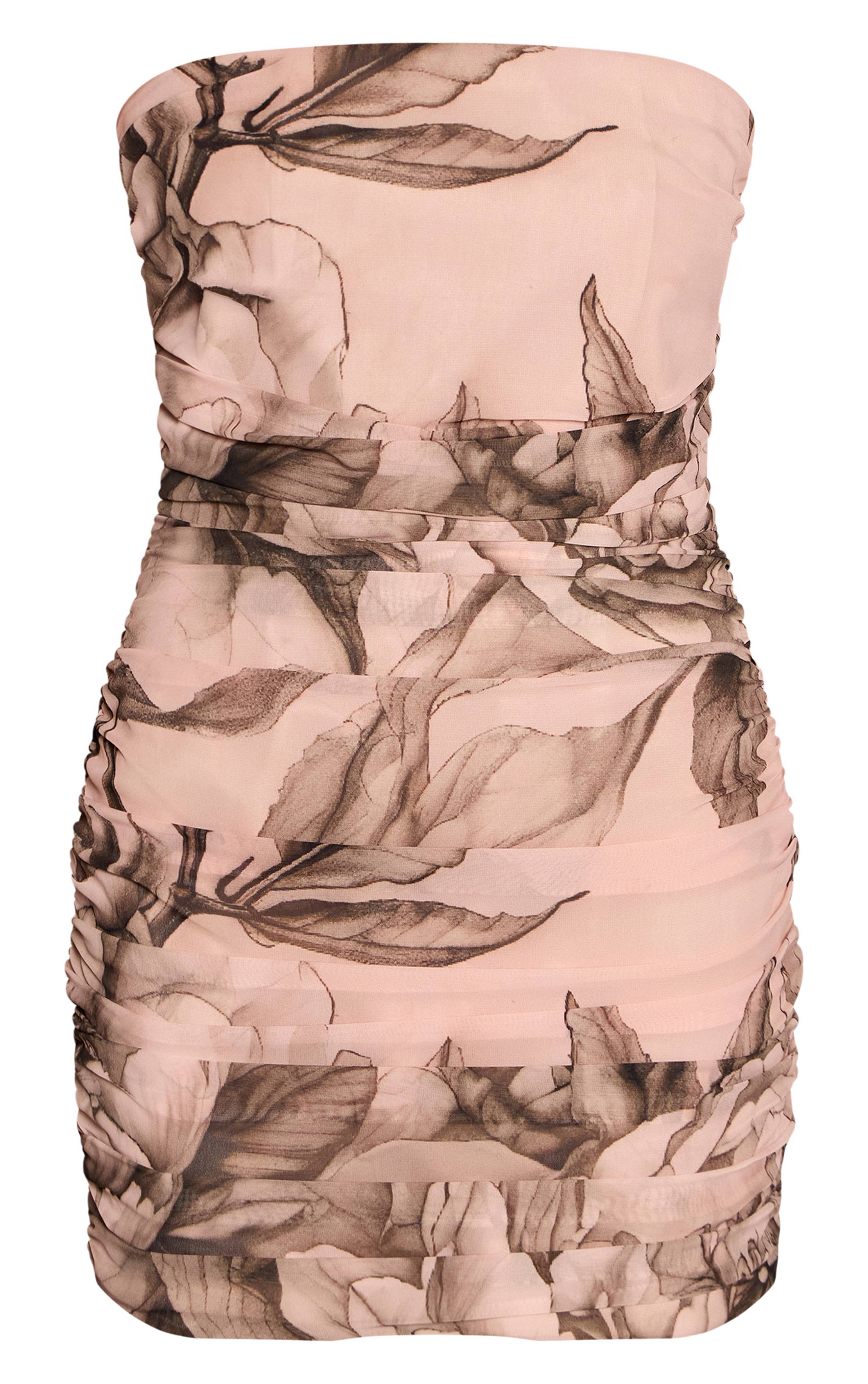 Nude Robe Moulante En Mousseline À Imprimé Floral