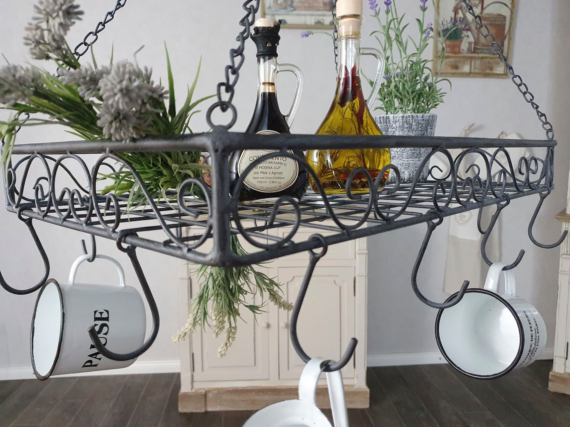 Ambiente Haus Hängekorb »Topfhänger aus Eisen in Grau - 60 cm«