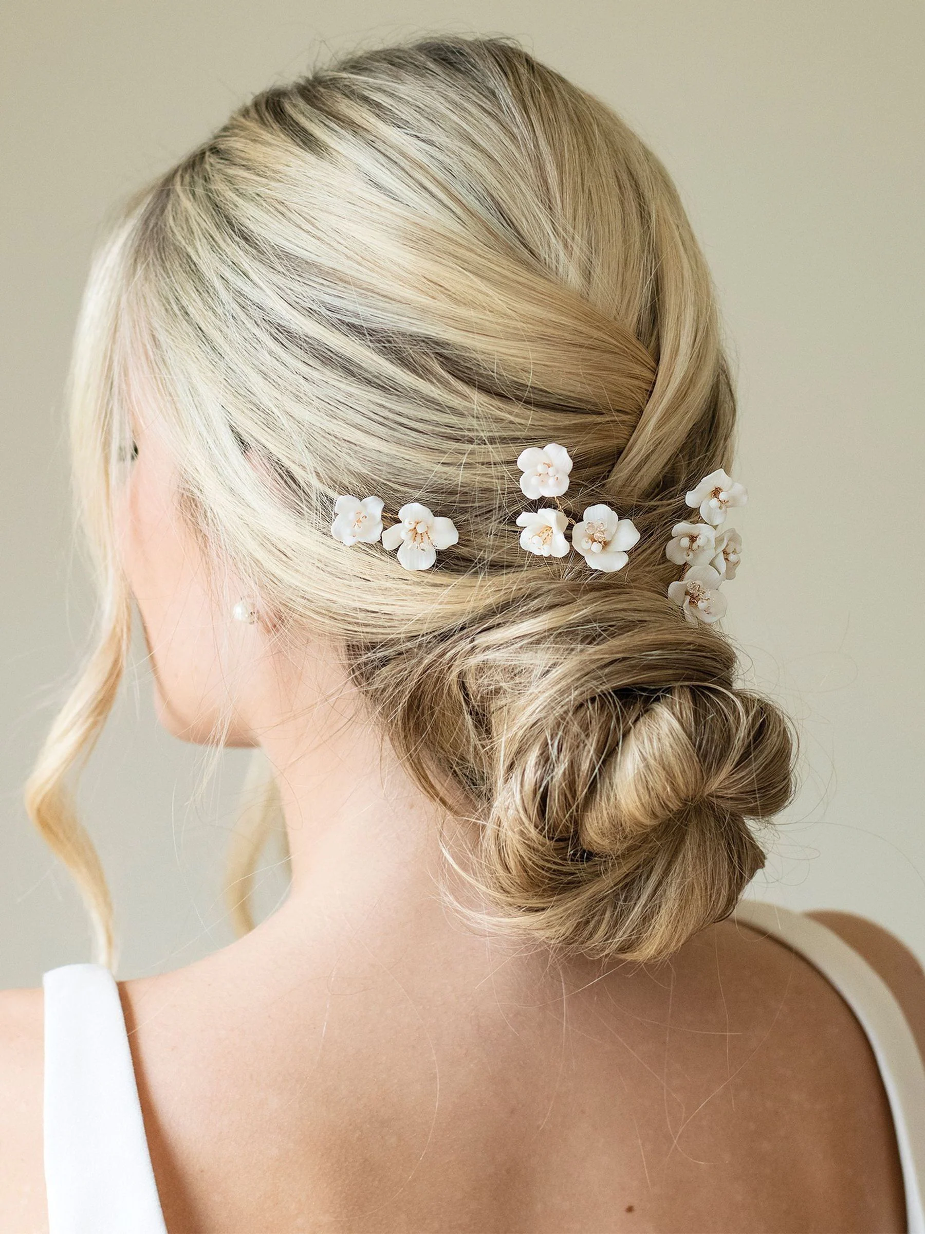Ivory & Co set van Fleur gebloemde keramische haarspelden