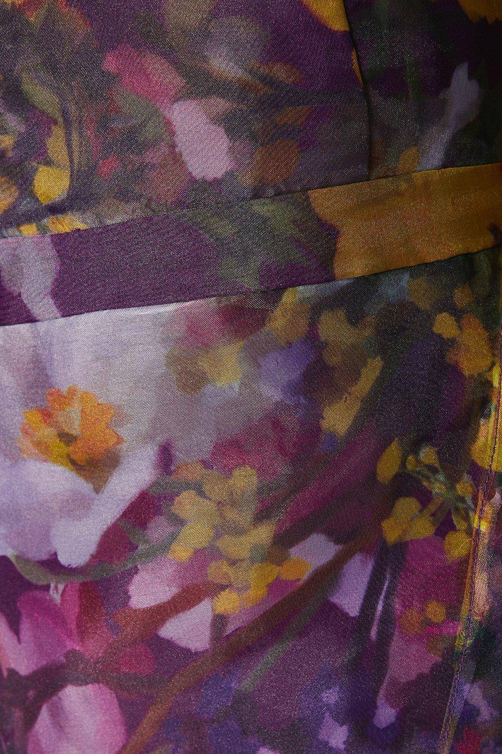 Coast Robe Midi en Organza à Taille Nouée et Manches Bouffantes