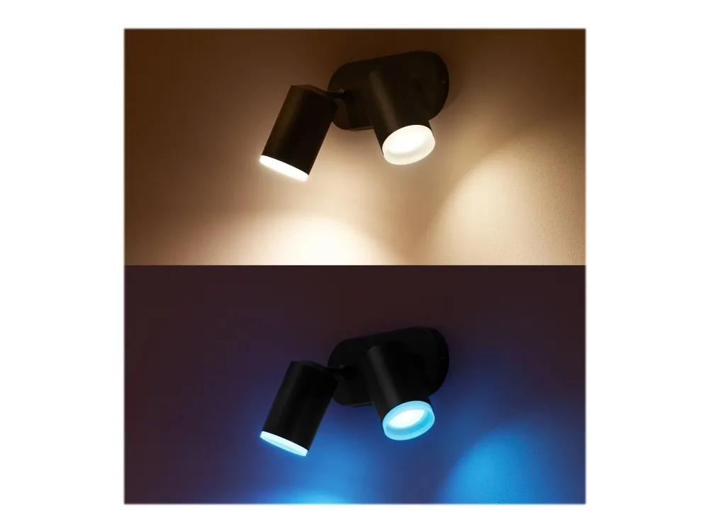 Philips Hue White and Color Ambiance Fugato - Spotlys - LED-lyspære x 2 - GU10 - total: 11.4 W - klasse A  - 16 millioner farver - sort