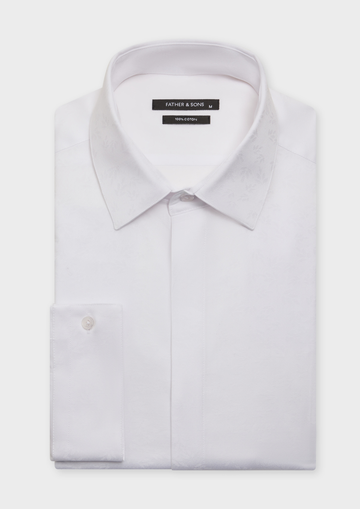 Chemise habillée Slim en popeline de coton blanc à motif fleuri