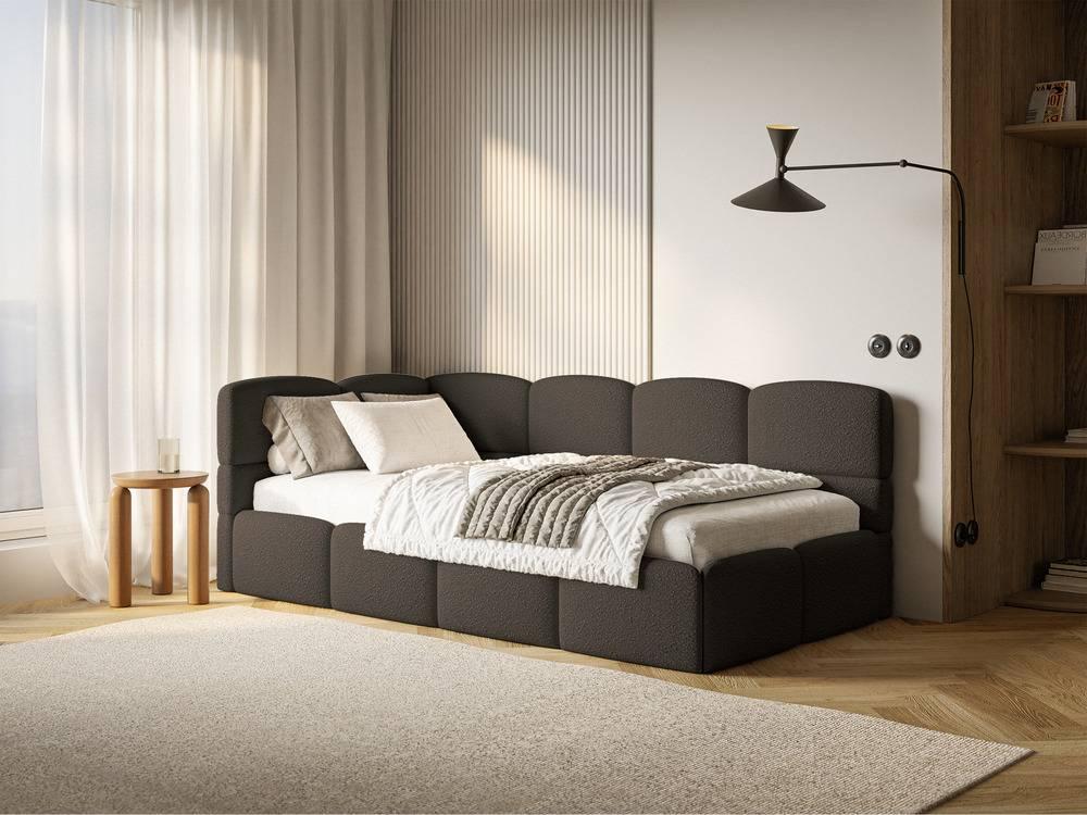 NADUVI Collection Jeugdbed Chloe links bouclé 90x200 met opbergruimte