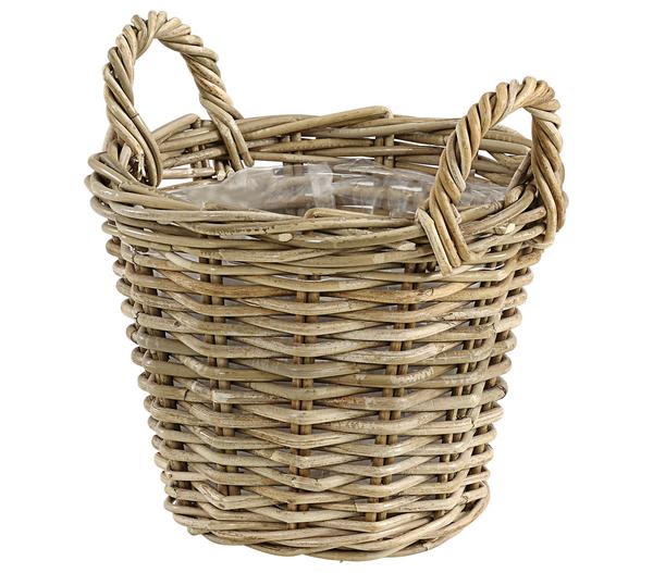 Van der Leeden Rattan-Korb mit Henkeln, rund,