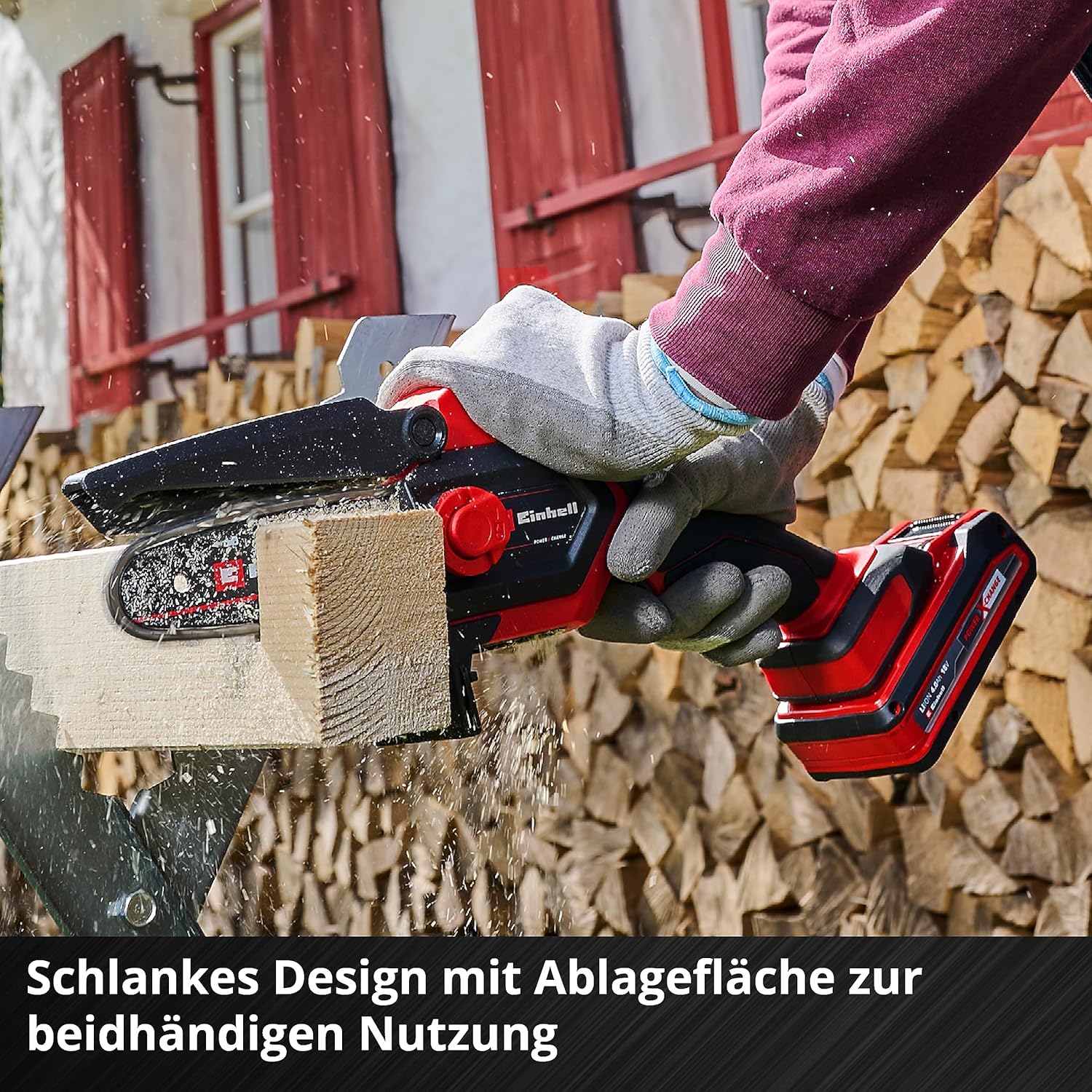 Einhell Akku-Astkettensäge GE-PS 18/15 Li BL Kit Power X-Change (18 V, Brushless, 12,5 cm Schnittlänge, werkzeugloser Schwert-/Kettenwechsel, inkl. 2,5 Ah Akku, Ladegerät, E-Case S-F)