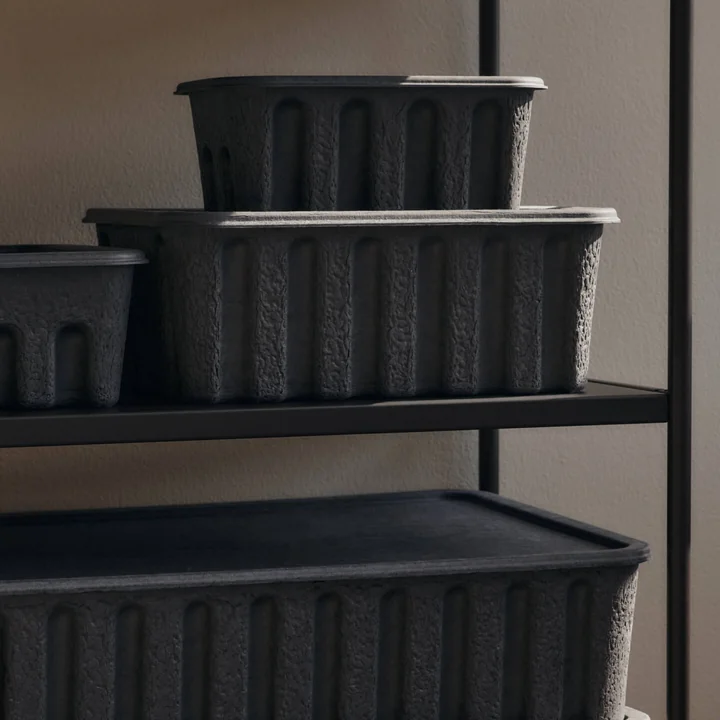 Ferm Living - Paper Pulp Aufbewahrungsbox, XL, charcoal (2er-Set)