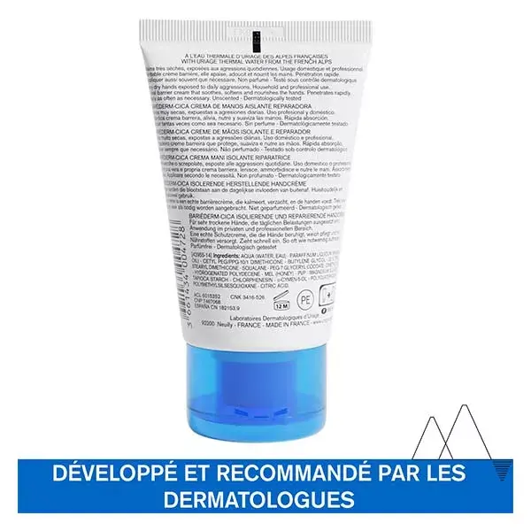 Uriage Bariéderm-Cica Creme Reparador Isolante para Mãos para Pele Muito Seca 50ml